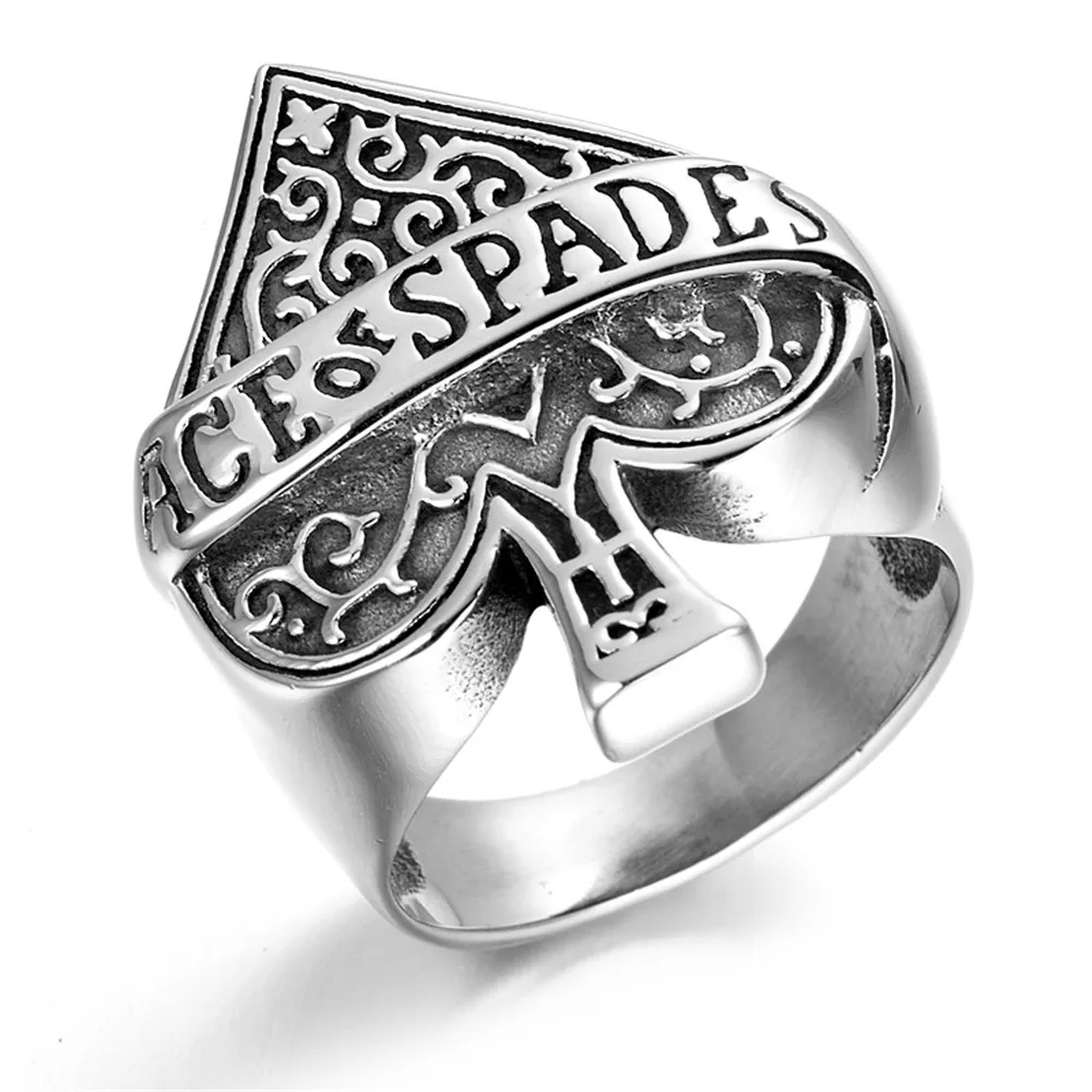 Stainless Steel Mens Ace of Spade Ring KR0665in Rings from Jewelry