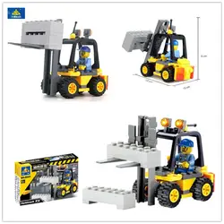 KAZI Enlighten City Forklift инженерные блоки 70 шт. строительные блоки Развивающие кирпичи Brinquedos игрушки для детей Xmas Gift8041
