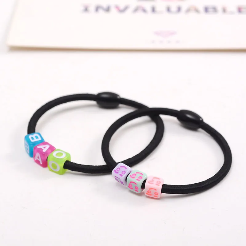 FORWELL Women Hair Accessories High-Elastic Black Color Hair Ring Fashion Letter Rubber Bands Girl Small Head Rope Hot Wholesale