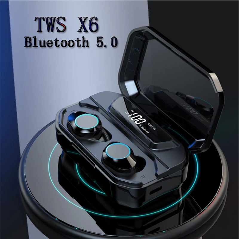 

TWS Sports Earbuds IPX7 Waterproof X6 Upgrade Bluetooth 5.0 Wireless Earphones With Charger Bin 3300mAh Gaming Headsets huawei