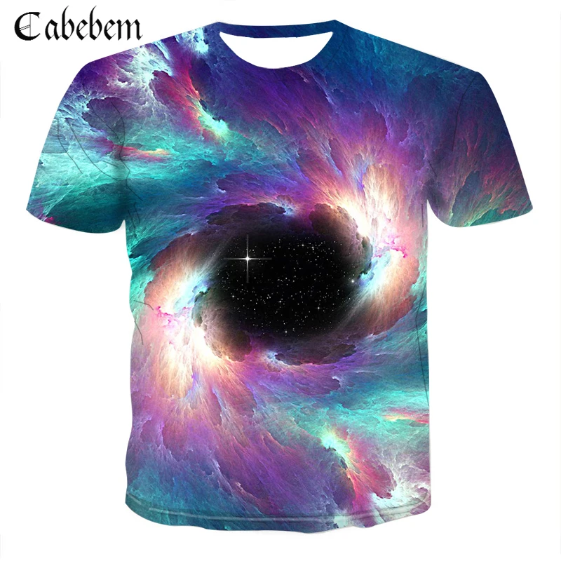 

2019 Hot Brand Men T-shirt Plus Size Cool 3D Black Hole Print Women T shirt Men's Fashion Harajuku Shirt Tops