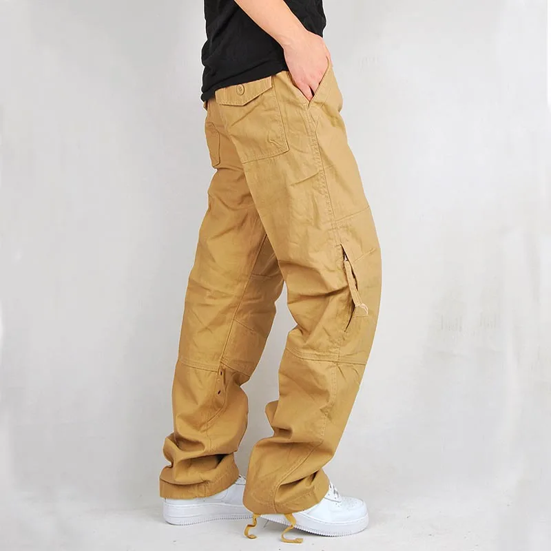 Высококачественные мужские брюки карго с несколькими карманами, повседневные армейские зеленые камуфляжные мужские брюки, 100% хлопковые
