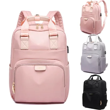 

Fashion Travel Backpac Women13.3 14Inch Laptop Backpack with USB Charger Female Back Pack Bags School Bags For Teenage Girls