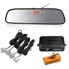 Fio Espelho + 4 Sensores de Estacionamento Sistema de Radar Do Carro Buzzer Display LED Digital Sensor de Estacionamento Auto 22mm Tamanho do Espelho 28.8*7.5cmPZ306