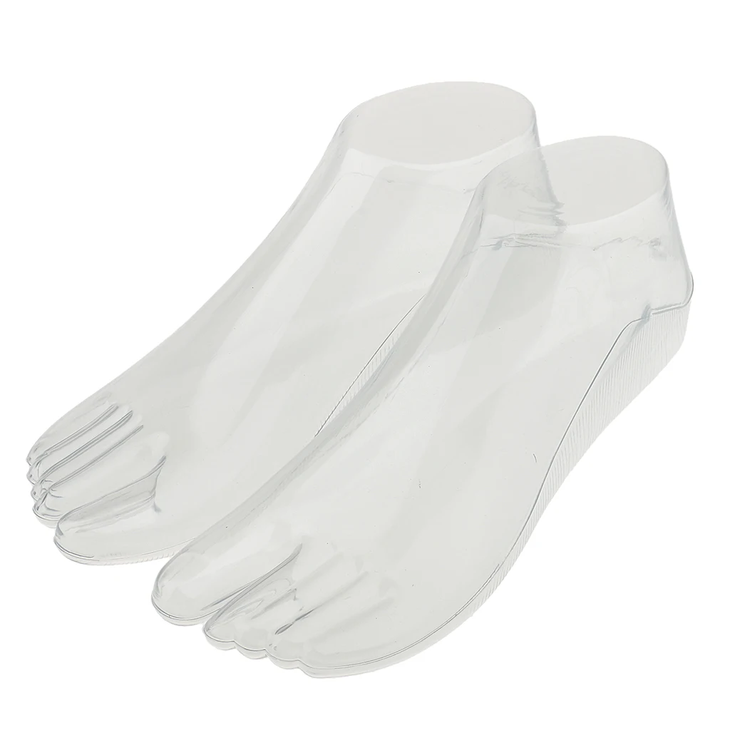 2Pair Female Feet Mannequin Foot Thong Style Sandal Sock Display Model Clear