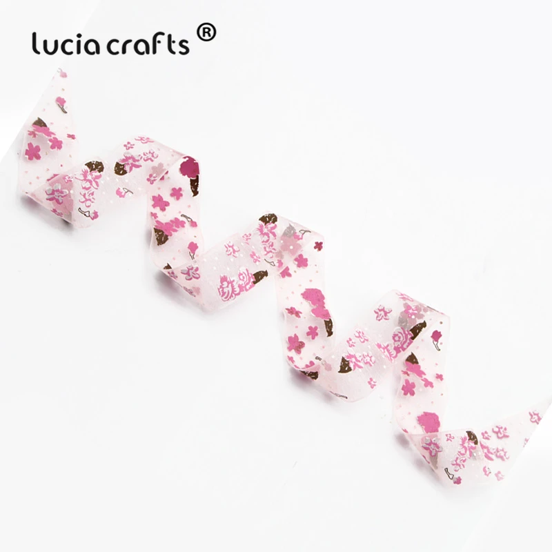 Lucia crafts 6 ярдов 25 мм разноцветные варианты Печатные Цветы органза ленты DIY шитье и бант для волос аксессуары P0103