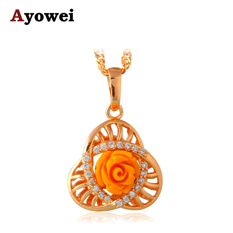 

Yellow Rose for Pure friendship Design K Yellow Gold tone Australia Crystal Necklaces & Pendants Fashion Jewelry LN610A