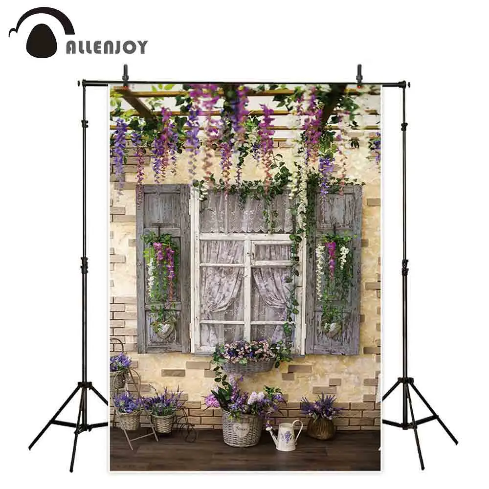 Allenjoy фон для фотостудии Весна патио wistaria цветы дерево перголы украшенный Ретро окно фон для фотосессии