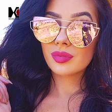 SHAUNA, стильные, плоские, женские, панель, зеркальные линзы, кошачий глаз, солнцезащитные очки, классические, брендовые, дизайнерские, мужские, двухлучевые, тонированные, солнцезащитные очки, UV400