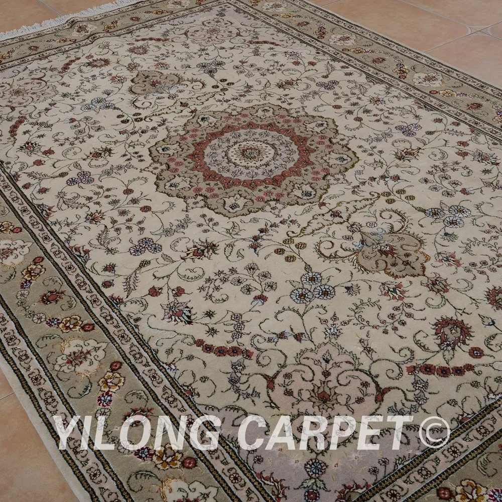 Yilong 6'x9' восточные персидские шерстяные ковры Распродажа бежевый толстый изысканный шерстяной ковер ручной работы цены(1462