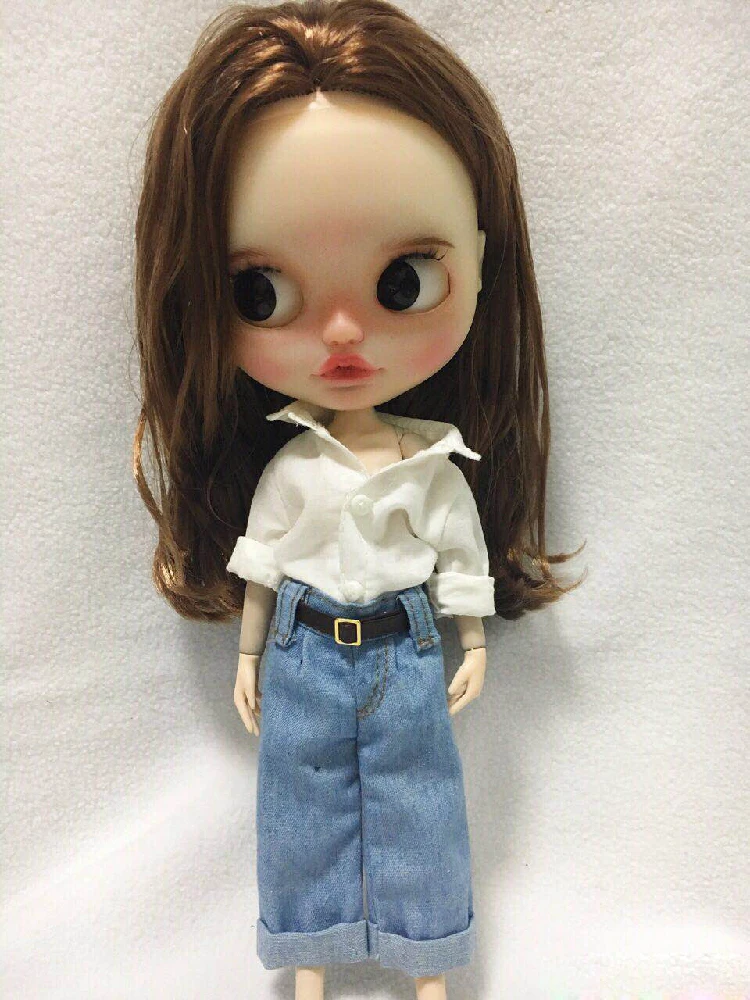 

T02-X588 Blyth Doll clothes 1/6 dolls azone Accessories handmade clothes Boyfriend white shirt