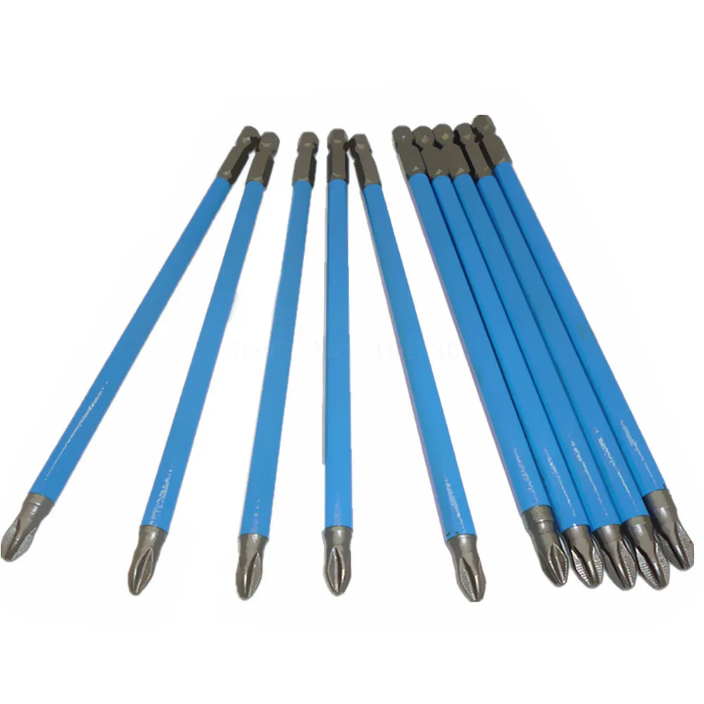 

10pc PH2 Anti Slip Electric Screwdriver Bit Set 1/4" Hex Shank 150mm Magnetic PH2 Phillips Tip S2 Insert Driver Screwdriver Bits