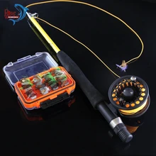 Стример форель муха Удочка 6'" 1,98 м портативная дорожная телескопическая удочка мини удочка для ловли рыбы нахлыстом металлическая катушка набор мух Удочка комбо