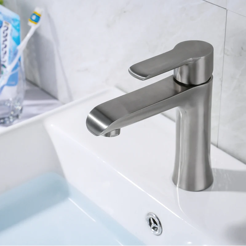 

IVRICH Total Stainless Steel Basin Faucet SUS304 Brushed Surface Water-Saving Nozzle Soft Effluent No Splash Tap VR2013