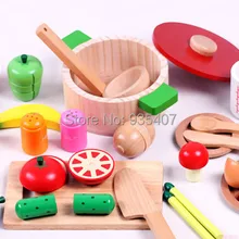 Деревянный игрушечный кухонный набор игрушка фрукты и овощи детская игрушка-симулятор детские подарки