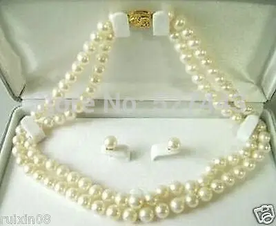

Wholesale AAA 7-8MM Rare salt water Pearl Necklace Earring Set 18" (A0513)