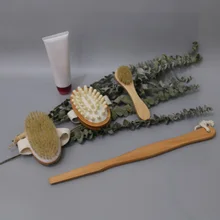 3 шт./компл. натуральный Набор Щеток Для ванной щетины Массажная щетка для тела сухая ванна Задняя щетка для лица