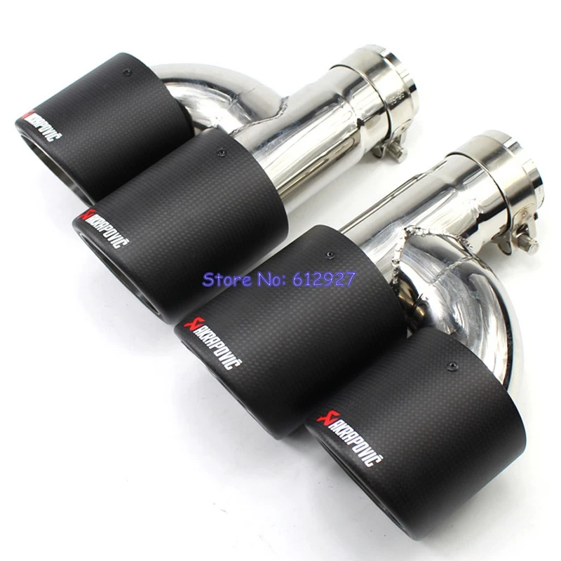 2PCS: Universal Car Carbon Fiber Akrapovic Exhaust Muffler