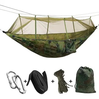 

Best Portable High Strength Parachute Fabric Camping Hammock Hanging Bed With Mosquito Net Sleeping Hammock Camo