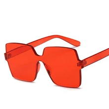Новые модные женские очки с плоским верхом, красная оправа без оправы, брендовые дизайнерские солнцезащитные очки, яркие цвета, UV400 Oculos De Sol