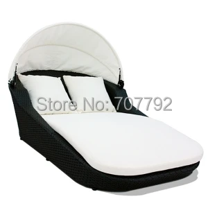 

new product outdoor wicker sun bed with cover shade