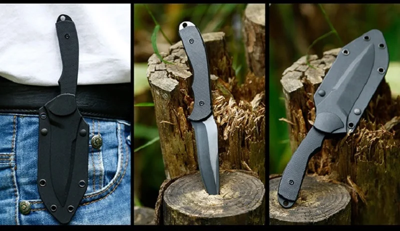 titanium black fixed blade knife  tactical camping hunting survival rescue edc tools neck knife (3)