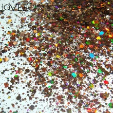 50 грамм x лазерный Кофе Цвет Блеск смешанные шестиугольник в форме порошка для DIY дизайн ногтей аксессуары и блестки для ногтей