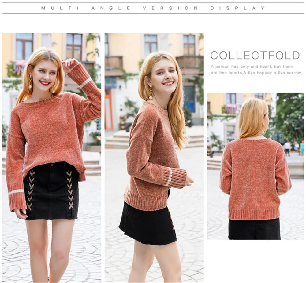 Fashion Knitted Women Sweater Shirt 2018 Autumn Loose Women O-neck Knit Sweater Shirt Long Sleeve Solid Sweater Outwear Tops (6)