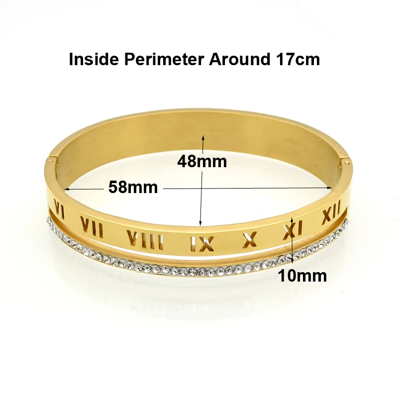 Luxury Crystal Roman Numerals Cuff Bracelets & Bangles Women bangle bracelet crystal bracelets