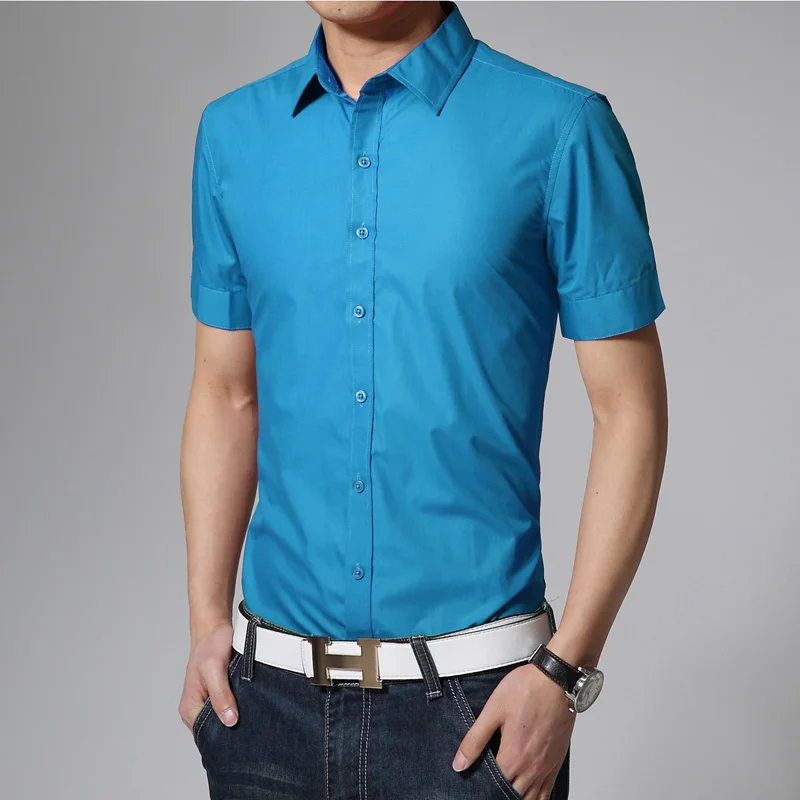 2018 New Arrival Casual Shirts Slim Fit Men Camisa Homem Solid Color ...