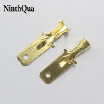 

50pcs Copper 6.3 Crimp Terminal 6.3mm Uninsulated Spring Connector 6.3mm Male Cold Terminal for Car Auto Bike ect