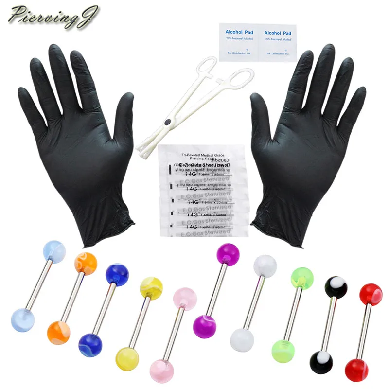 PiercingJ Hpt Style 20pcs 14G Professional Body Piercing Kit for Tongue