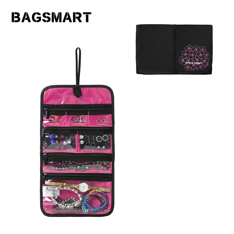 

BAGSMART Travel Bag Jewelry Holder Necklace Bracelet Earring Ring Pouch Bag Jewelry Foldable bag