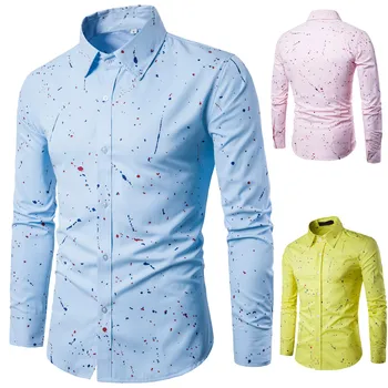 

cholthes Mens Casual Long Sleeve Shirt Business Slim Fit Shirt Printed Blouse
