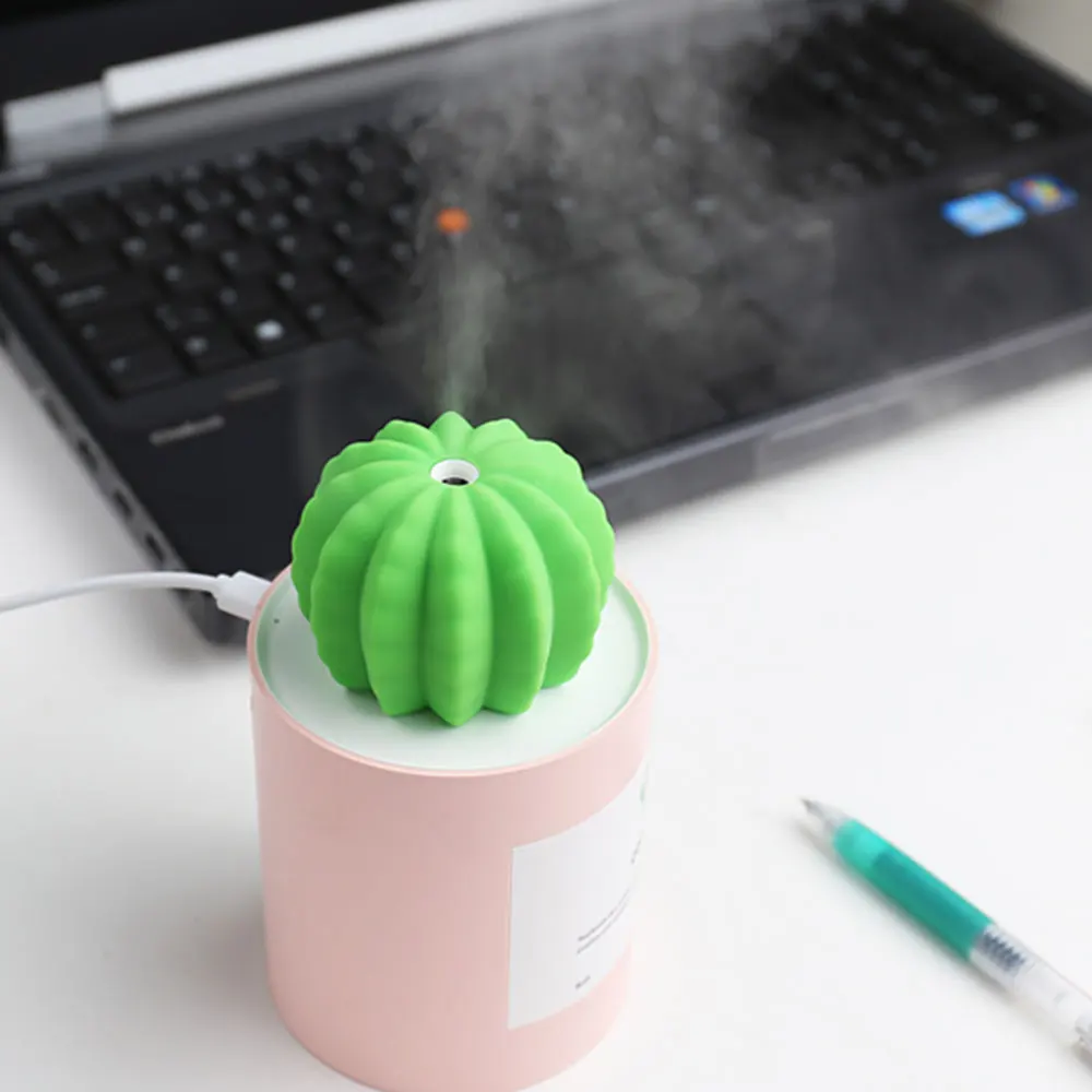 Online USB Kaktus Luftbefeuchter Ultraschall Luftbefeuchter mit Nacht Licht 280ML Nebel Maker Aromatherapie Aroma Diffuser Nebel Maker Startseite