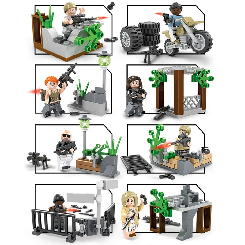 

8pcs Military WW2 Special Forces Soldiers Building block army figures Weapon city Brick children toy Compatible with Legoings