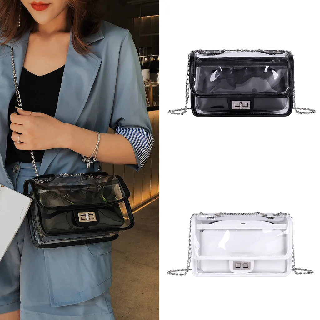 

Jelly Transparent Bag Female 2019 New Summer Messenger Chain Small Square Bag High Quality Casual High Capacity