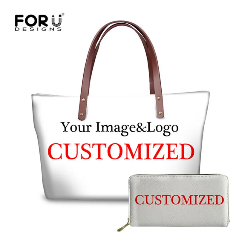 

FORUDESIGNS Customized with Own Logo Women 3D Printing Handbags and Wallet Purse Casual Shoulder Bags Ladies Large Bolsos Mujer