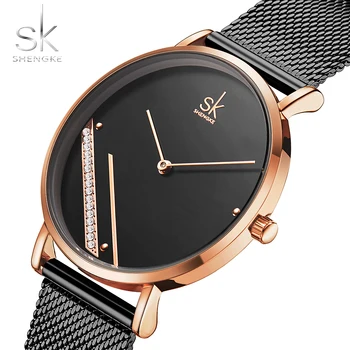 

Shengke 2019 New Luxury Women Watches Fashion Simple Crystal Dial Ladies Quartz Watches Female Clock Montre Femme Reloj de dama