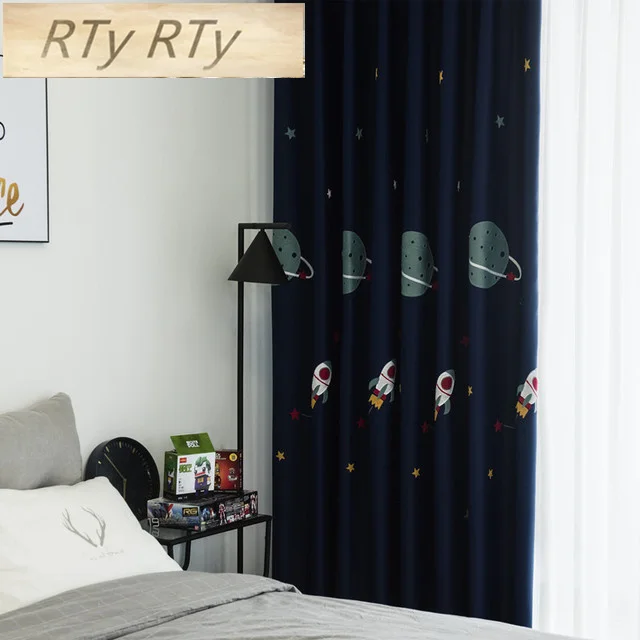 

New Cartoon Embroidered Curtains for Windows Drapes Modern Elegant Printing High Shade Curtain For Living Room Bedroom Curtains