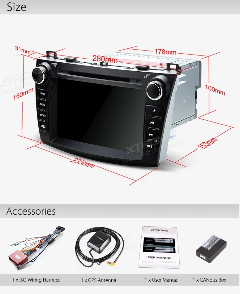 Perfect XTRONS 8 inch in dash Head Unit double din Car DVD Player GPS Navigation stereo Radio MP4 CANbus for Mazda 3 2010 2011 2012 2013 15