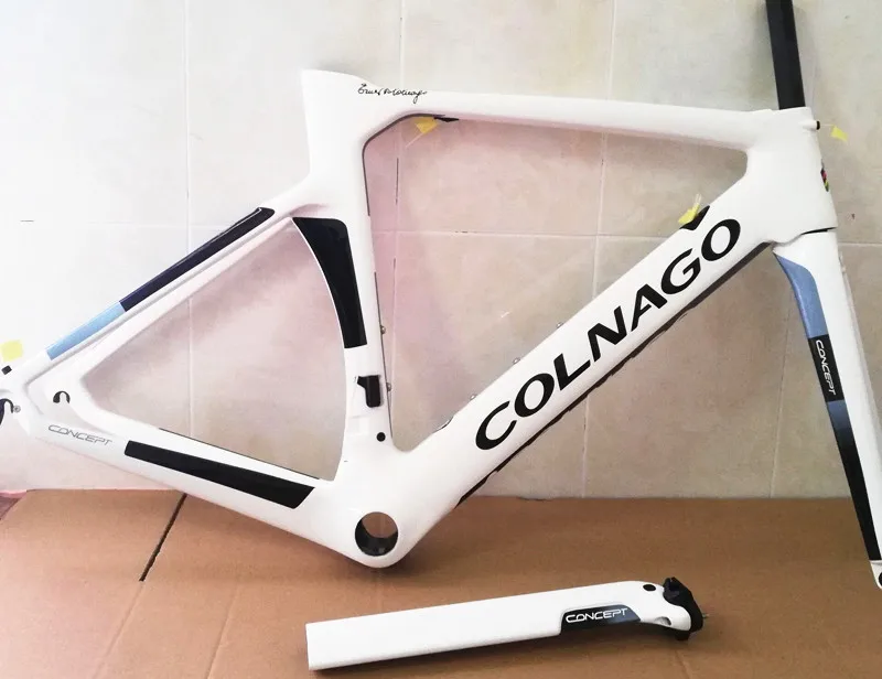 

white black Colnago Concept carbon frame BB386 double-pivot brake T14 color carbon road bicycle frameset