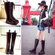 Koovan/женские ботинки из лакированной кожи; коллекция года; кожаные ботинки в британском стиле; ботинки на толстой подошве; зимняя женская обувь;