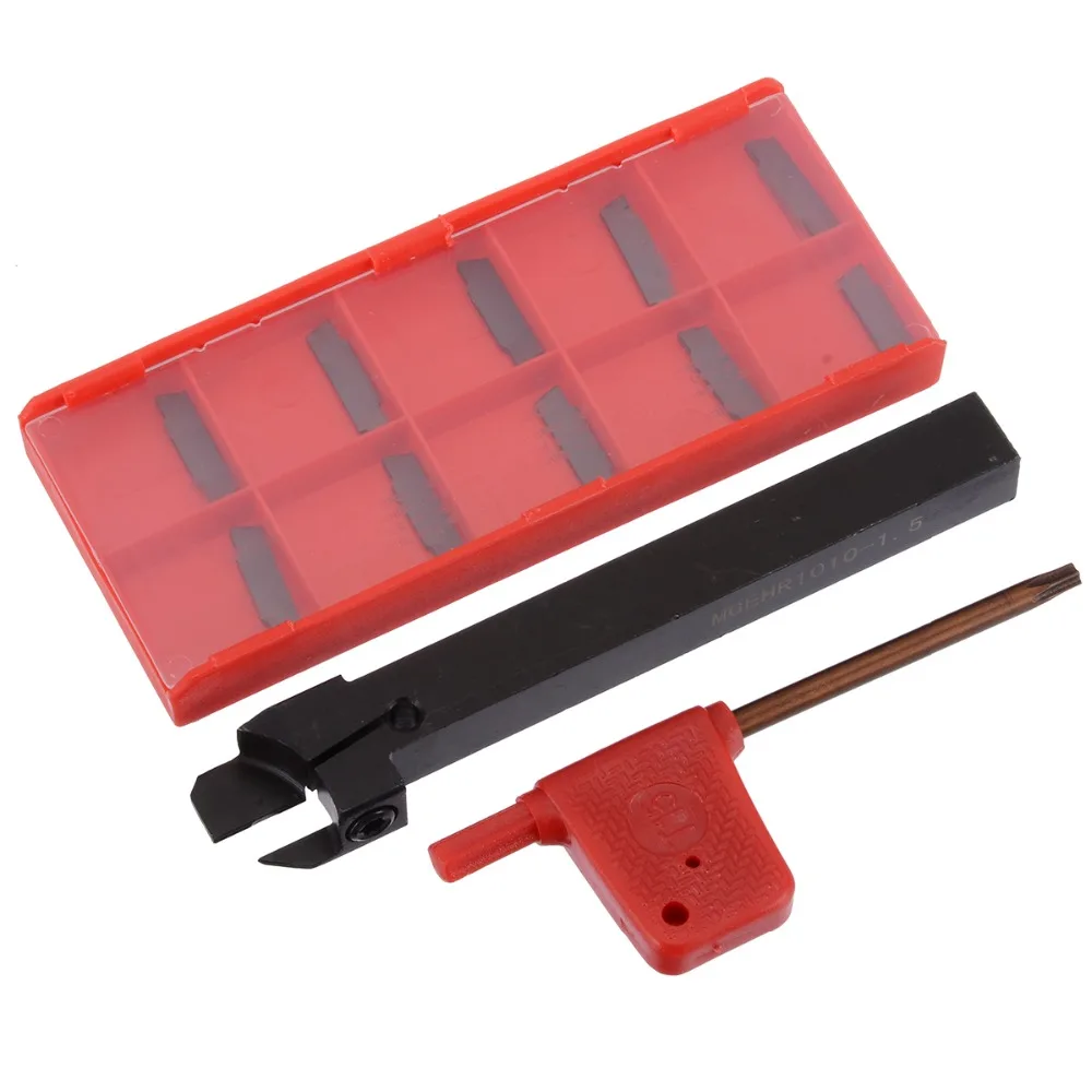 

MGEHR 1010-1.5 Enternal Thread Turning Tool Holder + 10pcs MGMN150-G Carbide Insert with Wrench for Semi-finishing