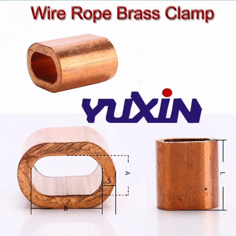 

M1-M5 Brass Cable Crimps Sleeve Single Hole Ferrule Crimping Loop Oval Copper Wire Rope Clip Swage Fittings