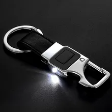 BOYULIGE мужской металлический брелок в деловом стиле, черный кожаный светодиодный светильник, многофункциональная автомобильная сумка, брелок для ключей для мужчин