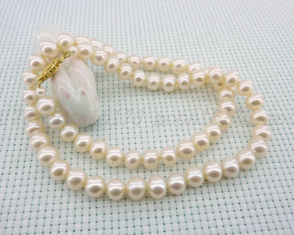 

Free shipping@@@@@ A>Cultured 7mm White AAA Grade Akoya Genuine Pearl Necklace 17" a