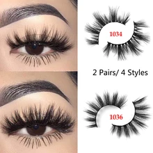 2 пары 3D норковые накладные ресницы, натуральные длинные гламурные ресницы,, бескровные Многоразовые Накладные ресницы, инструменты для макияжа