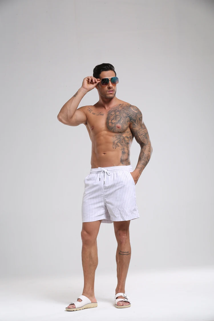 WD953 новые летние мужские пляжные шорты для отдыха, Трусы в белую полоску, купальные костюмы для мужчин, пляжные шорты для серфинга
