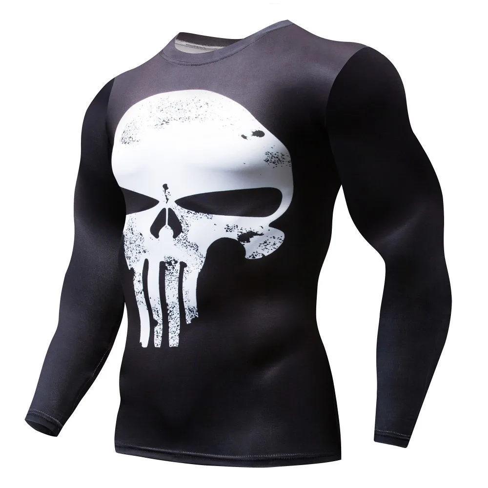 Новинка хит продаж Супермен Каратель Рашгард рубашка для бега Мужская футболка с